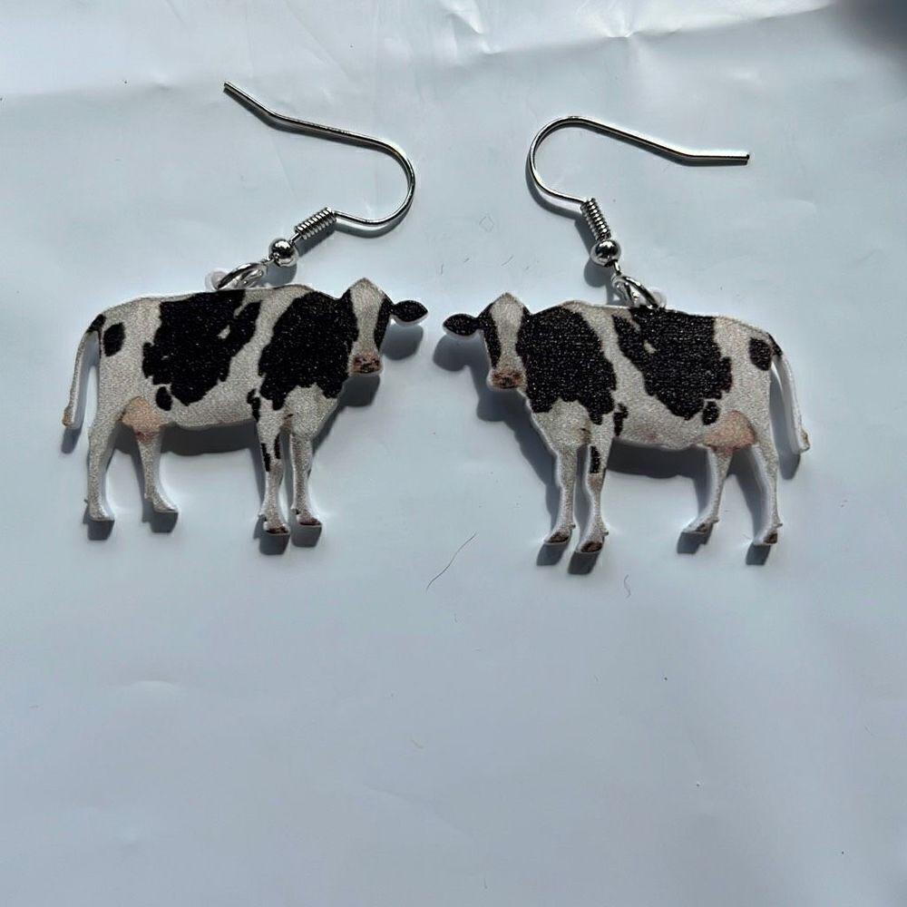 Cow Novelty Drop Earrings
